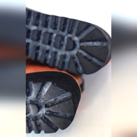 ANTHROPOLOGIE ×ALL Black Brown Tan  Leather Boots with Chunky Sole Platform - Picture 11 of 12